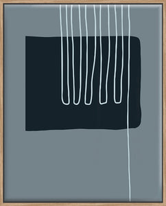 Navy Shapes & White Lines On Blue A