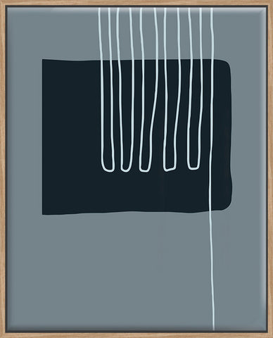 Navy Shapes & White Lines On Blue A