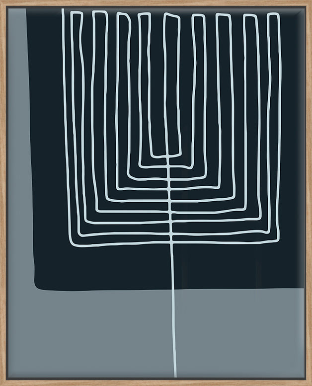Navy Shapes & White Lines On Blue B