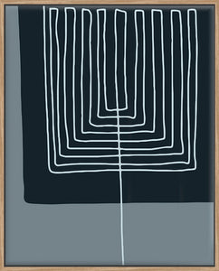 Navy Shapes & White Lines On Blue B