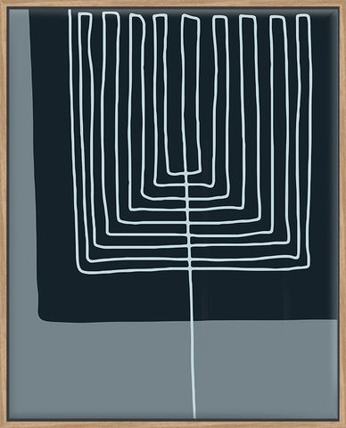 Navy Shapes & White Lines On Blue B