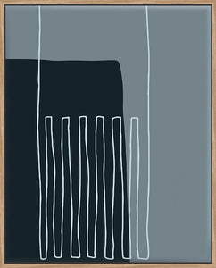 Navy Shapes & White Lines On Blue C