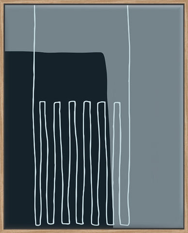 Navy Shapes & White Lines On Blue C