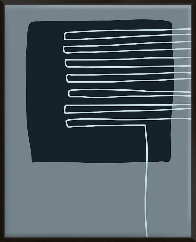 Navy Shapes & White Lines On Blue D