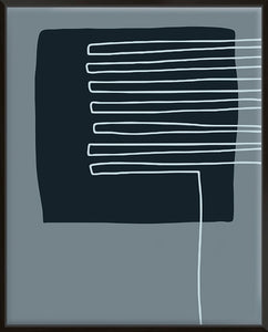 Navy Shapes & White Lines On Blue D