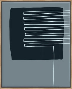 Navy Shapes & White Lines On Blue D