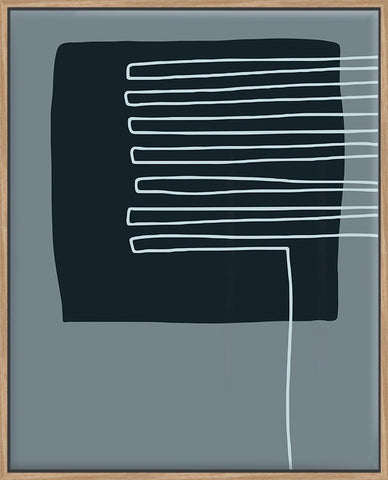 Navy Shapes & White Lines On Blue D