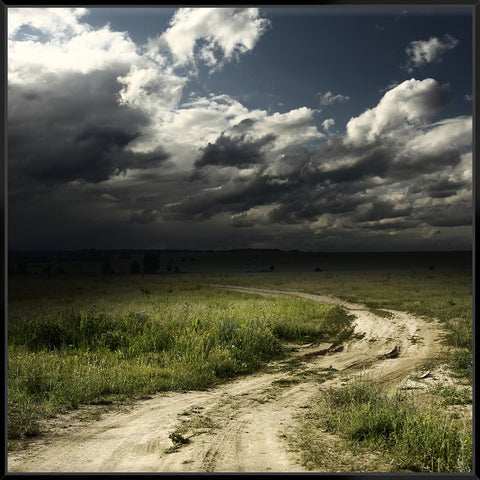 Road In Field + Stormy Clouds 103X103Cm / Black
