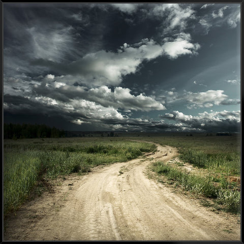 Road In Field 103X103Xcm / Black
